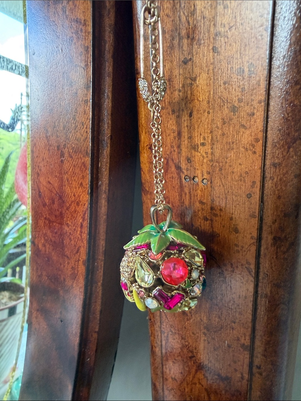 Betsey Johnson Gold-Tone Multicolor Crystal Fruit Pendant Necklace  Jewelry